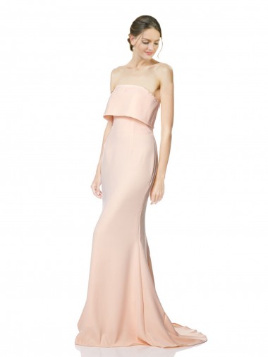 Sirène Sans bretelle Col Haut Crêpe Stretch Longue Formelles Robes demoiselle d'honneur / Robes de soirée / Robes de bal en Gros