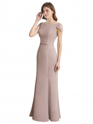 Sirène Scoop Col Haut Mousseline Dentelle Longue Robes demoiselle d'honneur en Gros