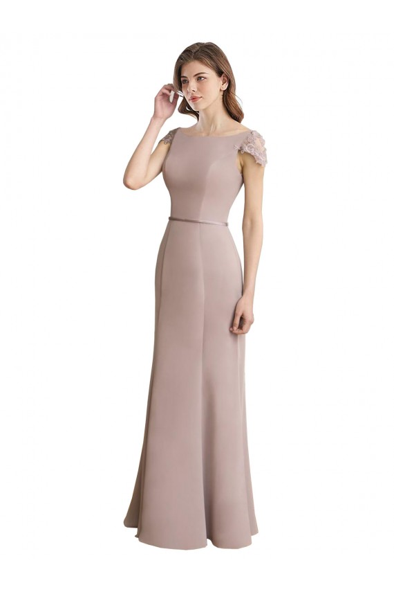 Sirène Scoop Col Haut Mousseline Dentelle Longue Robes demoiselle d'honneur en Gros