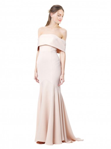 Sirène Épaule Dénudée Col Haut Crêpe Stretch Longue Formelles Robes demoiselle d'honneur / Robes de soirée / Robes de bal en Gros