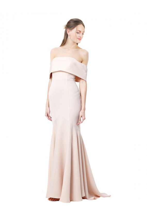 Sirène Épaule Dénudée Col Haut Crêpe Stretch Longue Formelles Robes demoiselle d'honneur / Robes de soirée / Robes de bal en Gros