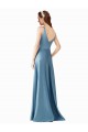 Trapèze Col Haut Satiné Longue Robes demoiselle d'honneur / Robes de bal en Gros