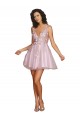 Trapèze Col V Courte Tulle Courte Robes demoiselle d'honneur / Robes de cocktail en Gros