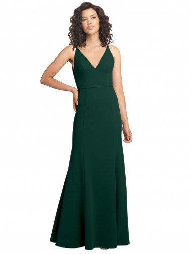Trapèze Col V Crêpe Stretch Longue Formelles Robes demoiselle d'honneur / Robes de soirée / Robes de bal en Gros