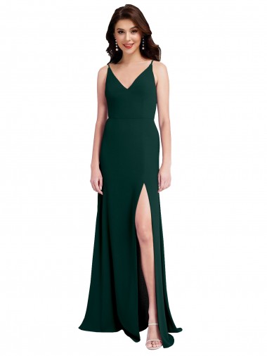 Trapèze Col V Crêpe Stretch Longue Formelles Robes demoiselle d'honneur / Robes de soirée / Robes de bal en Gros
