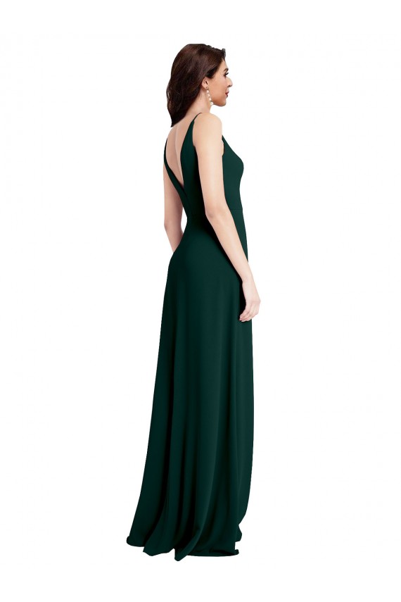 Trapèze Col V Crêpe Stretch Longue Formelles Robes demoiselle d'honneur / Robes de soirée / Robes de bal en Gros