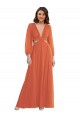 Trapèze Col V Mousseline Longue Asymétrique Robes demoiselle d'honneur en Gros