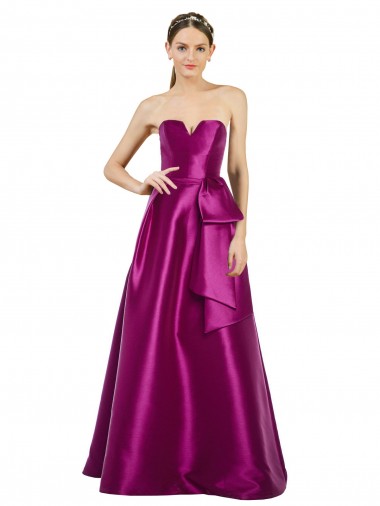 Trapèze Col V Satiné Longue Robes demoiselle d'honneur / Robes de bal en Gros