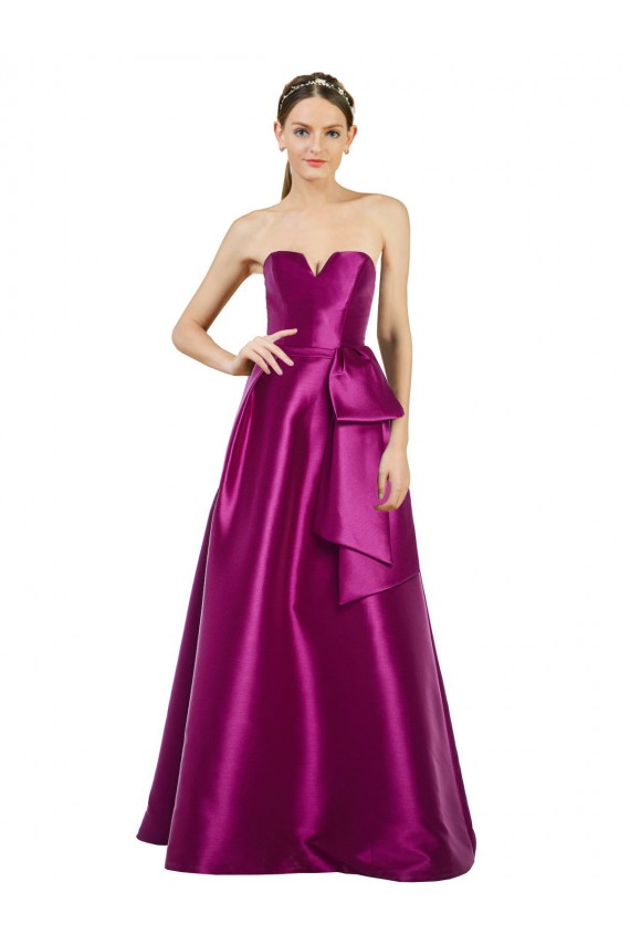 Trapèze Col V Satiné Longue Robes demoiselle d'honneur / Robes de bal en Gros
