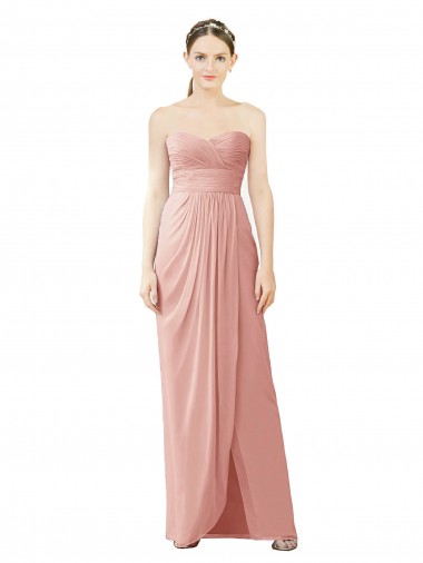 Trapèze Sans bretelle Mousseline Longue Asymétrique Robes demoiselle d'honneur en Gros