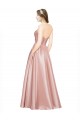 Trapèze Sans bretelle Satiné Stretch Longue Formelles Robes demoiselle d'honneur / Robes de soirée / Robes de bal en Gros