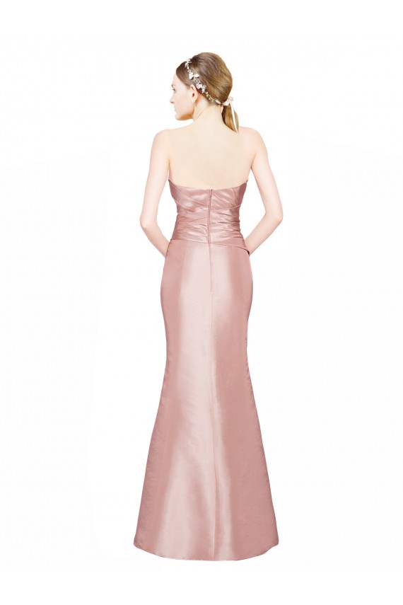 Trapèze Sans bretelle Satiné Stretch Longue Formelles Robes demoiselle d'honneur / Robes de soirée / Robes de bal en Gros