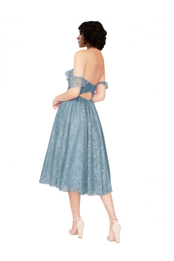 Trapèze Épaule Dénudée Dentelle Courte Robes demoiselle d'honneur / Robes de cocktail en Gros