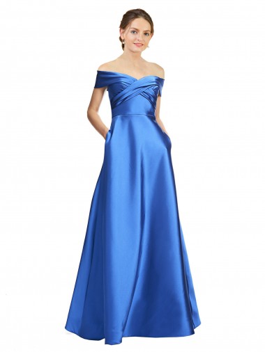 Trapèze Épaule Dénudée Satiné Longue Formelles Robes demoiselle d'honneur / Robes de soirée / Robes de bal en Gros