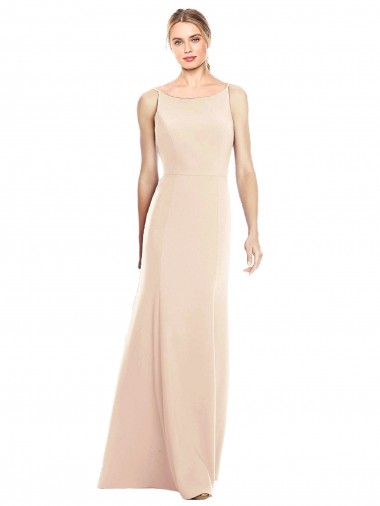 Trompette Bateau Crêpe Stretch Longue Robes demoiselle d'honneur / Robes de bal en Gros