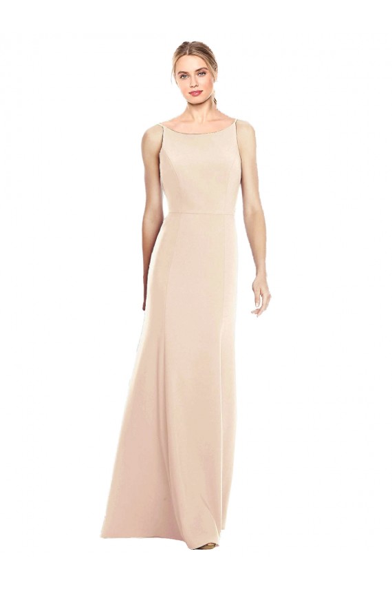 Trompette Bateau Crêpe Stretch Longue Robes demoiselle d'honneur / Robes de bal en Gros