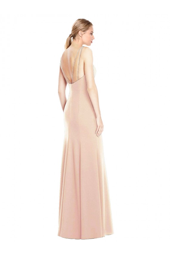 Trompette Bateau Crêpe Stretch Longue Robes demoiselle d'honneur / Robes de bal en Gros