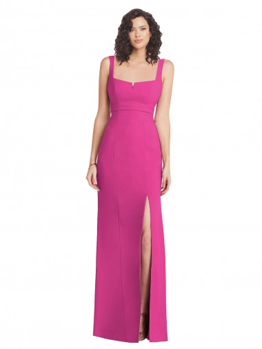 Trompette Col Carré Crêpe Stretch Longue Robes demoiselle d'honneur / Robes de bal en Gros