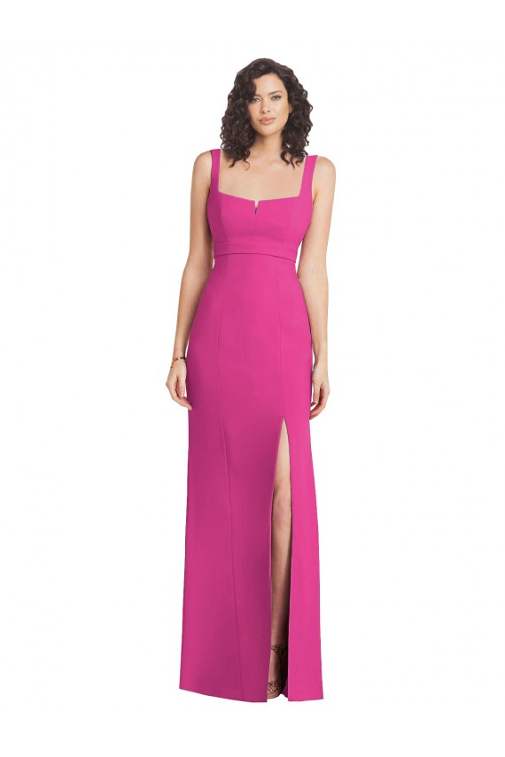 Trompette Col Carré Crêpe Stretch Longue Robes demoiselle d'honneur / Robes de bal en Gros