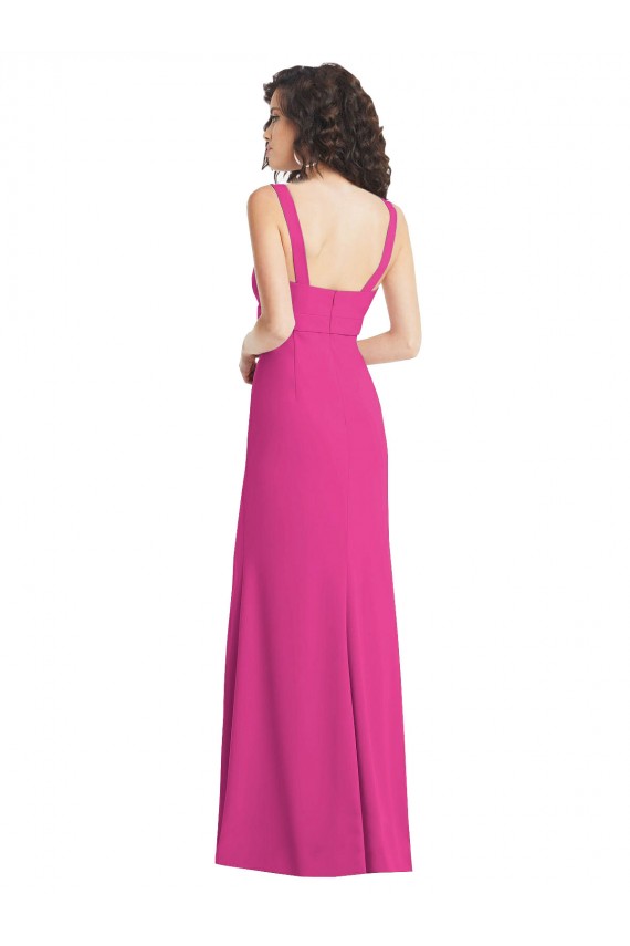 Trompette Col Carré Crêpe Stretch Longue Robes demoiselle d'honneur / Robes de bal en Gros
