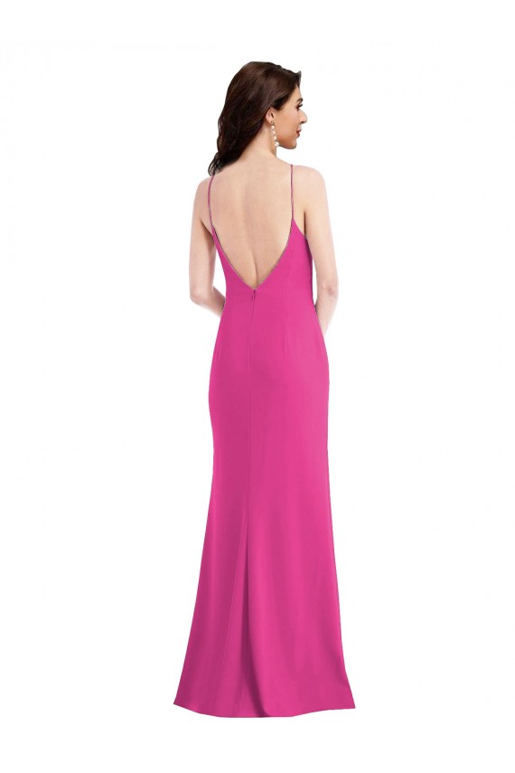 Trompette Licou Col Haut Crêpe Stretch Longue Formelles Robes demoiselle d'honneur / Robes de soirée / Robes de bal en Gros