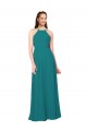 Vert Chasseur Fourreau Col Haut Mousseline Longue Robes demoiselle d'honneur en Gros