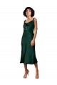 Vert Chasseur Fourreau midi Satiné Stretch Courte Robes demoiselle d'honneur / Robes de soirée / Robes de cocktail en Gros