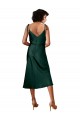 Vert Chasseur Fourreau midi Satiné Stretch Courte Robes demoiselle d'honneur / Robes de soirée / Robes de cocktail en Gros