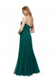 Vert Chasseur Trapèze Bretelles spaghetti Col Carré Mousseline Longue Robes demoiselle d'honneur en Gros