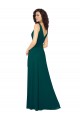 Vert Chasseur Trapèze Col V Mousseline Longue Robes demoiselle d'honneur en Gros
