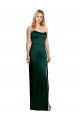Vert Chasseur Trapèze Scoop Sans bretelle Satiné Stretch Longue Formelles Robes demoiselle d'honneur / Robes de soirée / Robes de bal en Gros