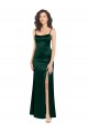 Vert Chasseur Trapèze Scoop Satiné Stretch Longue Formelles Robes demoiselle d'honneur / Robes de soirée / Robes de bal en Gros