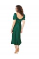 Vert Chasseur Trapèze midi Satiné Soyeux Courte Robes demoiselle d'honneur / Robes de soirée / Robes de bal en Gros