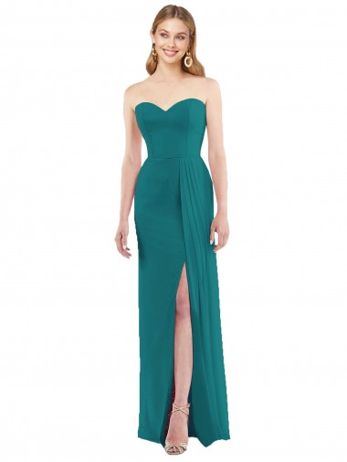 Vert Chasseur Trompette Sans bretelle Mousseline Longue Robes demoiselle d'honneur en Gros