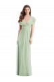 Vert Sauge Trompette Col V Mousseline Longue Robes demoiselle d'honneur en Gros