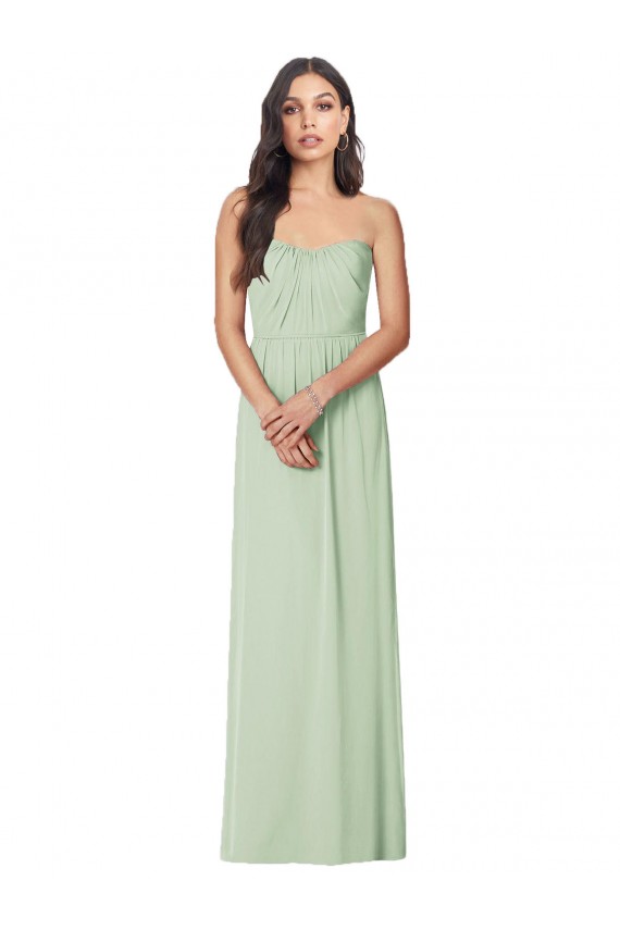 Vert Sauge Trompette Sans bretelle Mousseline Longue Robes demoiselle d'honneur en Gros