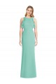 Vert de jade Sirène Col bijou Mousseline Longue Robes demoiselle d'honneur en Gros