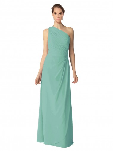Vert de jade Trapèze Mousseline Longue Robes demoiselle d'honneur en Gros