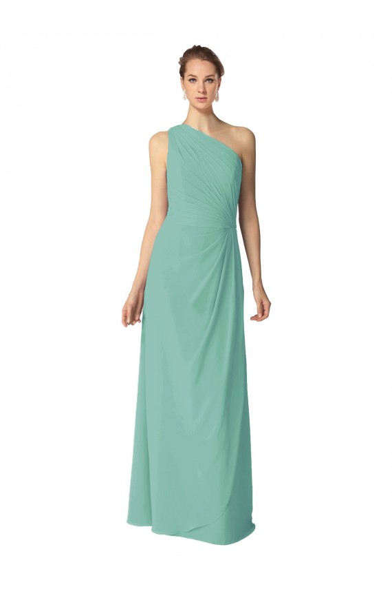 Vert de jade Trapèze Mousseline Longue Robes demoiselle d'honneur en Gros