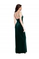 Vert foncé Fourreau Bretelles spaghetti Col Carré Velours Stretch Longue Robes demoiselle d'honneur / Robes de bal en Gros