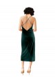 Vert foncé Fourreau Bretelles spaghetti midi Velours Stretch Courte Robes demoiselle d'honneur / Robes de soirée / Robes de cocktail en Gros