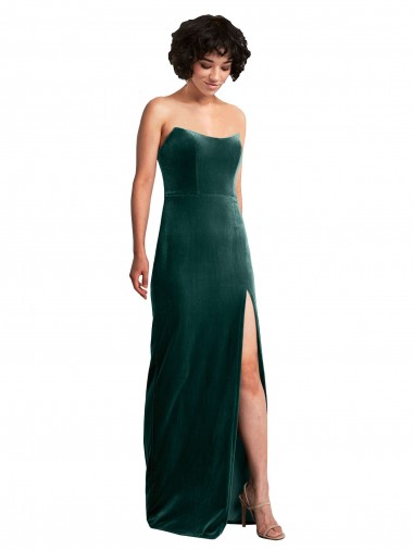 Vert foncé Fourreau Sans bretelle Velours Stretch Longue Formelles Robes demoiselle d'honneur / Robes de soirée / Robes de bal en Gros