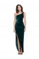 Vert foncé Fourreau Velours Stretch Longue Asymétrique Robes demoiselle d'honneur / Robes de bal en Gros