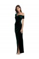 Vert foncé Fourreau Épaule Dénudée Velours Stretch Longue Asymétrique Formelles Robes demoiselle d'honneur / Robes de soirée / Robes de bal en Gros