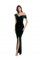 Vert foncé Fourreau Épaule Dénudée Velours Stretch Longue Asymétrique Formelles Robes demoiselle d'honneur / Robes de soirée / Robes de bal en Gros