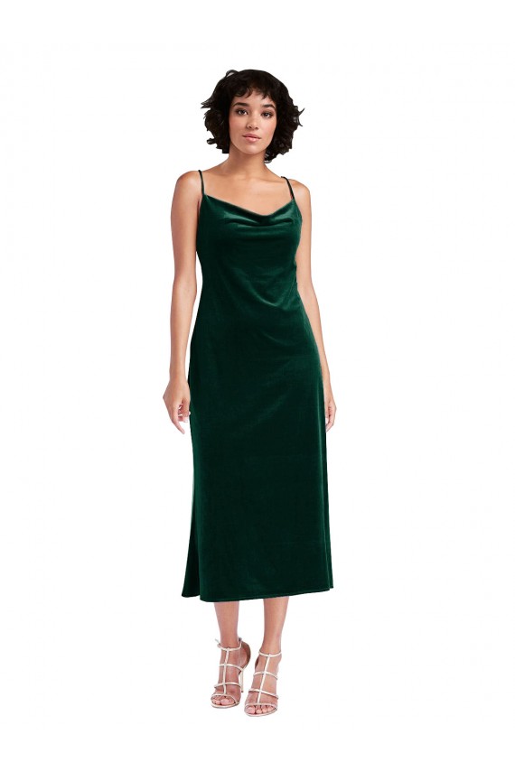 Vert foncé Fourreau midi Velours Stretch Courte Robes demoiselle d'honneur / Robes de soirée / Robes de cocktail en Gros