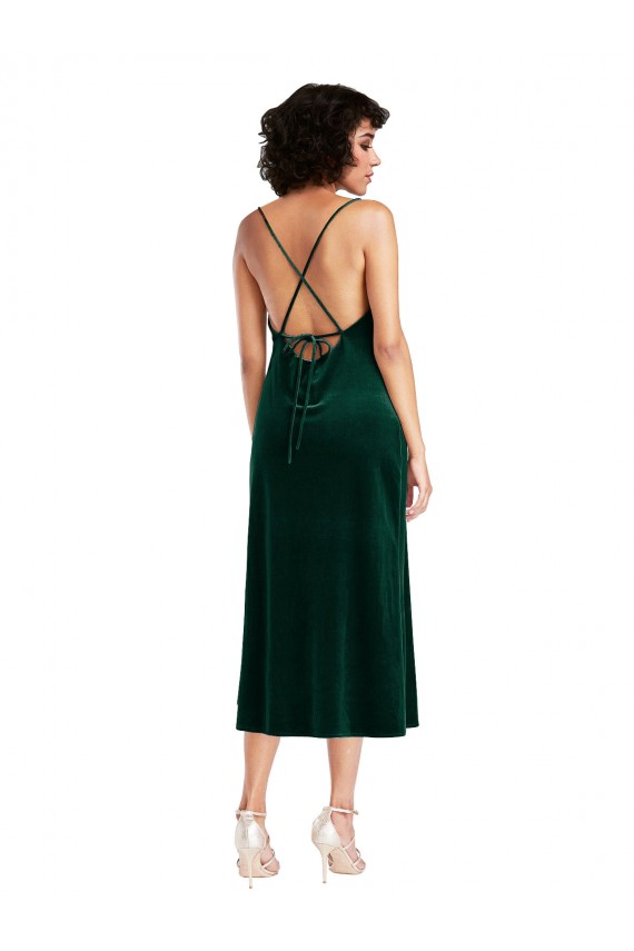 Vert foncé Fourreau midi Velours Stretch Courte Robes demoiselle d'honneur / Robes de soirée / Robes de cocktail en Gros