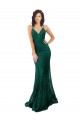 Vert foncé Sirène Col V Dentelle Longue Robes demoiselle d'honneur / Robes de bal en Gros
