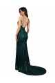 Vert foncé Sirène Col V Paillette Longue Formelles Robes demoiselle d'honneur / Robes de soirée / Robes de bal en Gros