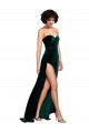 Vert foncé Trapèze Balayage train Velours Stretch Longue Robes demoiselle d'honneur / Robes de bal en Gros